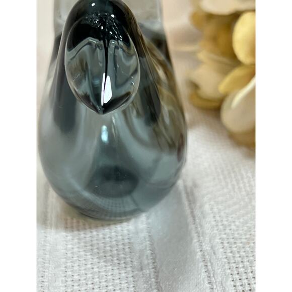 Iitala Signed & Stickered Oiva Toikka Grey Glass Bird Flycatchers Vintage - Picture 6 of 7